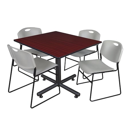 Kobe Kobe Square Table & Chair Set, Wood, Metal, Polypropylene Top TKB4848MH44GY